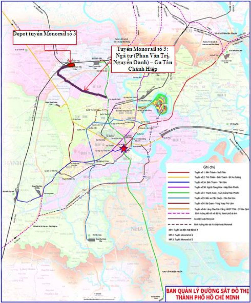 Đường đi của tuyến metro số 3.