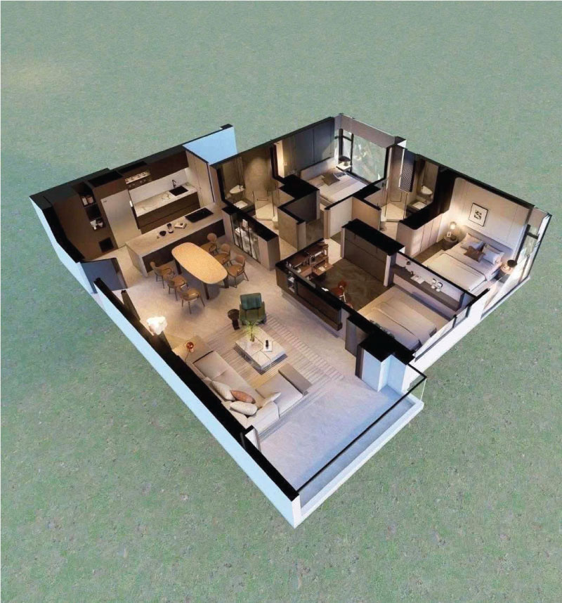 Layout 3D Căn Hộ 3PN Ansana By Kita: Đỉnh Cao Tối Ưu Không Gian Cho Gia Đình Đa Thế Hệ