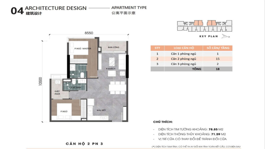 layout căn hộ 2Pn dự án Ansana By Kita