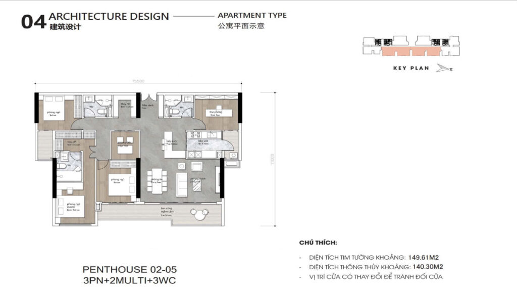 layout căn hộ 3Pn dự án Ansana By Kita