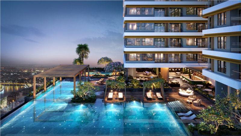 Hồ bơi Sky Pool điện phân muối tại Ansana By Kita